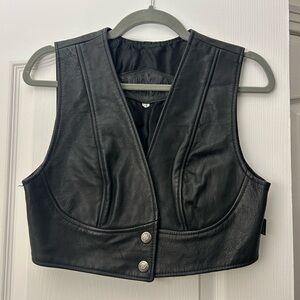 VINTAGE Rudsak Black Leather Cropped Vest